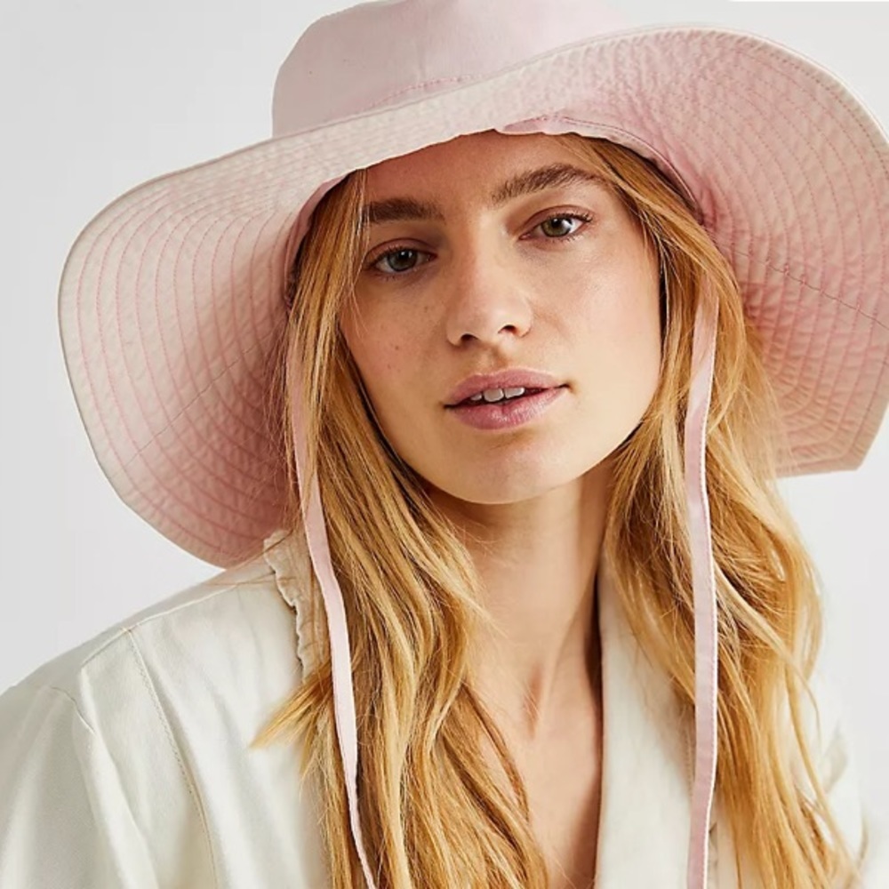 Free People Pale Pink Wide-Brim Sun Hat